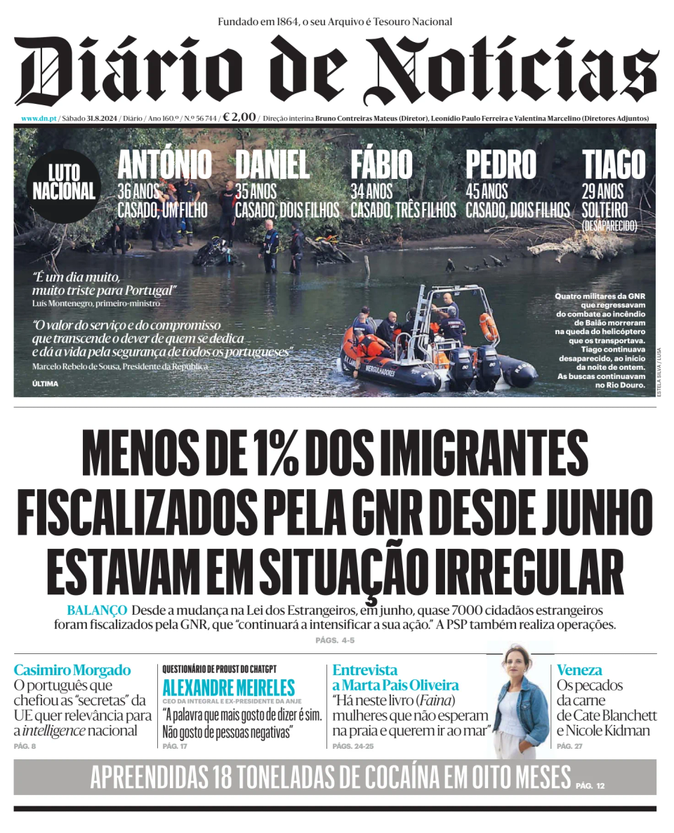 Prima-pagina-Diario de Noticias-edizione-di-oggi-20240831